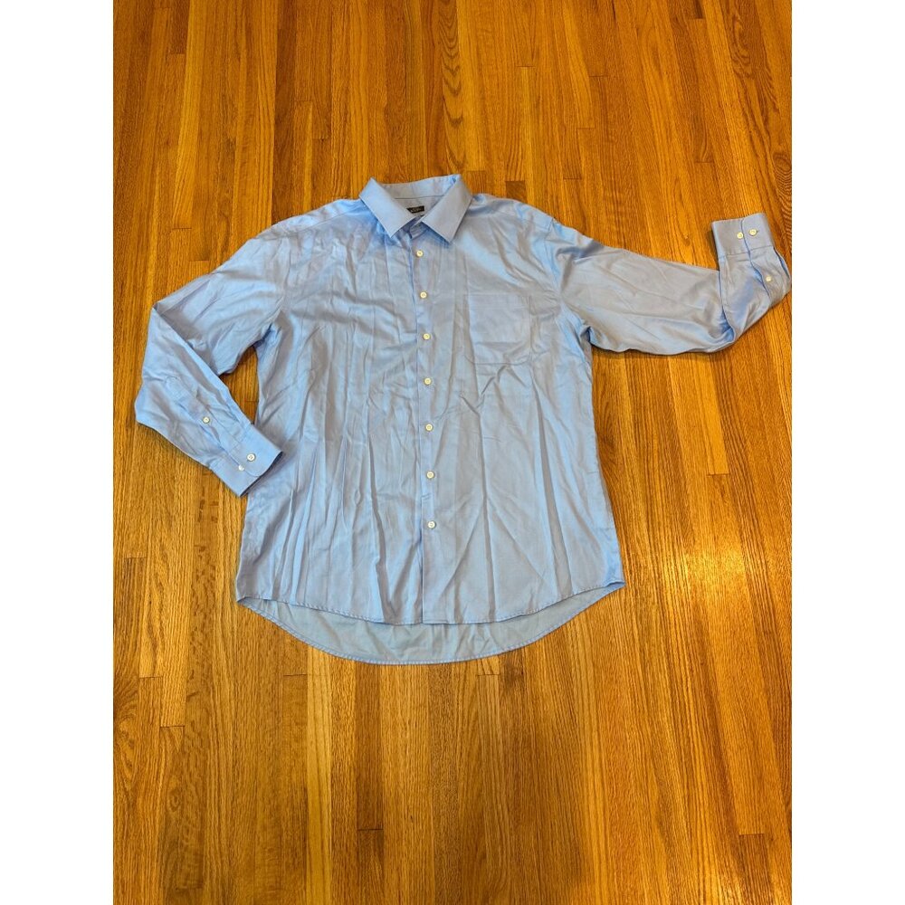 Pronto Uomo Slim Fit Non-Iron Light Blue Dress Shirt 18.5 36/37 Tall 100% Cotton
